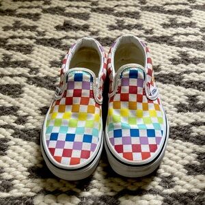Vans Rainbow Checkerboard Slip Ons
